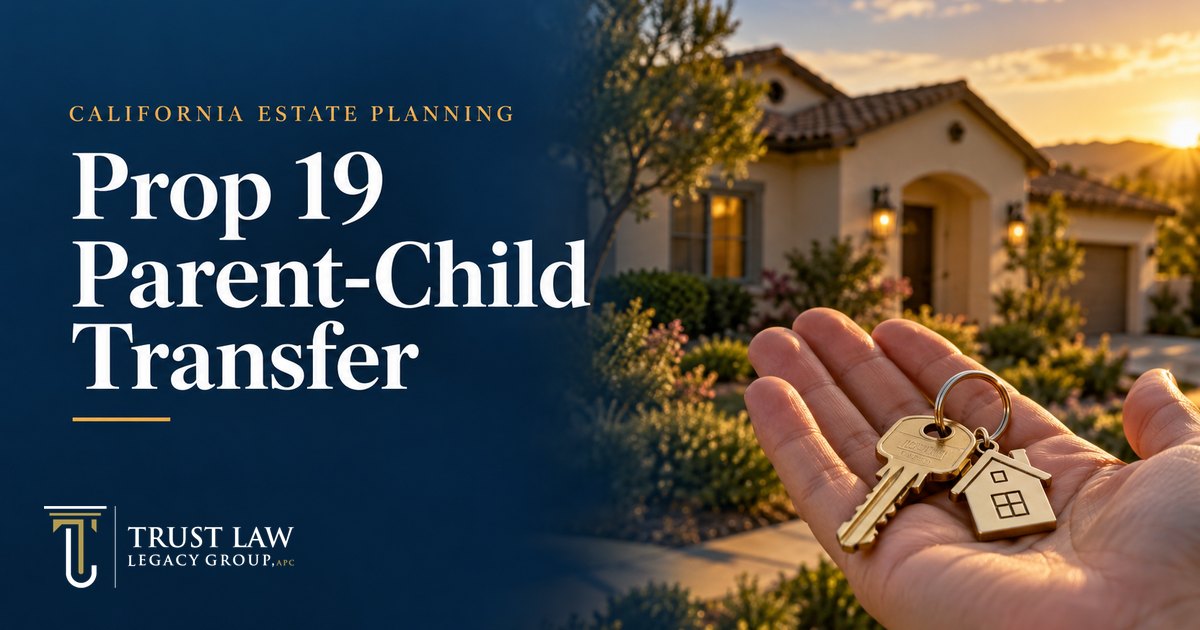 House key handed down in front of a California family home, illustrating a Prop 19 parent-child transfer